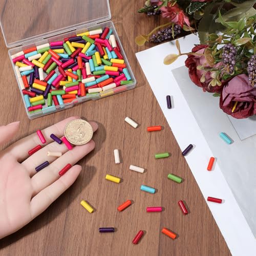 1 Box 192PCS 4x13MM Natural Tube Stone Beads Strands with Hole Synthetic Turquoise Column Cylinder Gemstone Loose Spacer Bead Bulk for Jewellery Making Bracelets Necklace DIY Crafts Supply - color: Mixed Color
