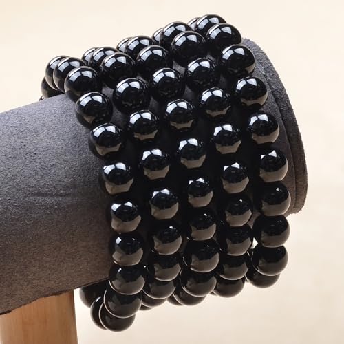 MASSIVE BEADS Handmade Yoga Stretch Elastic Bracelet Natural Stone Crystal Healing Power Energy Gifts for Unisex Adult 4mm 6mm 8mm 10mm - color: Black Onyx(Positive Energy), size: 10mm