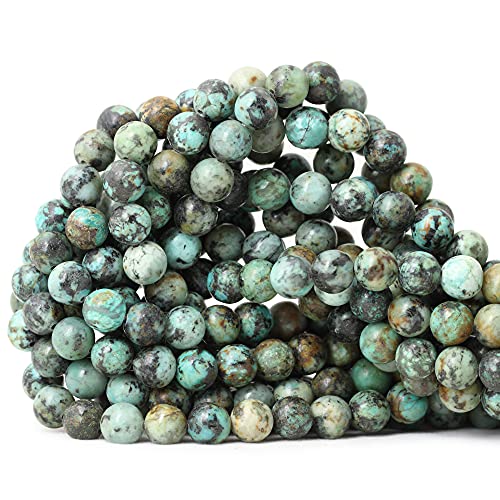 45PCS 8mm Natural African Turquoise Stone Gemstone Round Loose Beads for Jewelry Making DIY Bracelet Necklace Materials 1 Strand 15" - color: African Turquoise Stone, size: 8mm