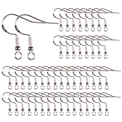 925 Sterling Silver Earring Hooks 50 PCS - Hypoallergenic Jewelry Making Supplies With Fish Hooks, Ear Wires, Findings for DIY Earrings - color: Silver