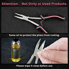 Long Reach Bent Nose Pliers with Serrated Jaw 6 Inches Mini Bent Long Nose Pliers Bent Chain-Nose Pliers Curved Long Nose Plier For Jewelry Making Working In Tight Spaces Pink Tool for Women - style: Bent Nose Plier