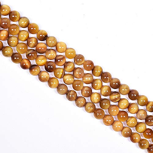 Natural Round AAA+ Gold Tiger Eye Gemstone Loose Beads Energy Stone Healing Power for Bracelet Jewelry Making 1 Strand 15 inches (6mm, 60pcs) - color: gold, size: 6mm