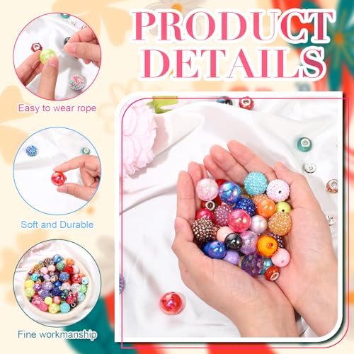 Huquary 270 Pcs Beads for Pens Rhinestone Bubblegum Beads Mixed Crystal Resin Sugar Chunky for Beadable Keychains DIY Craft Jewelry Making Supplies - color: Classic Colors