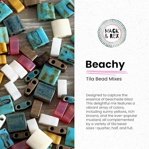 Mack and Rex Tila Bead Mixes (Beachy) – Including Quarter, Half and Full Tila – Miyuki Tila Bead Mix! Two Picasso Tilas in the Mix – Ideal for Jewelry Making - color: Beachy, size: Quarter, Half, Full