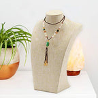 Beige Linen Necklace Display Bust - 15.7" Jewelry Holder for Necklaces, Bracelets, Figure Display Stand (40x23cm) - size: 40X23cm