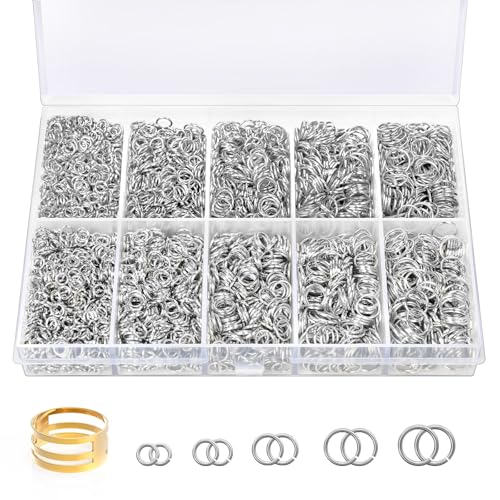 4600 Pcs Jump Rings for Jewelry Making Kit Gold & Silver, Open Rings with Opener Tools for Earrings, Keychains, Bracelet & Necklace Repair Supplies - color: 4600Pcs Silver