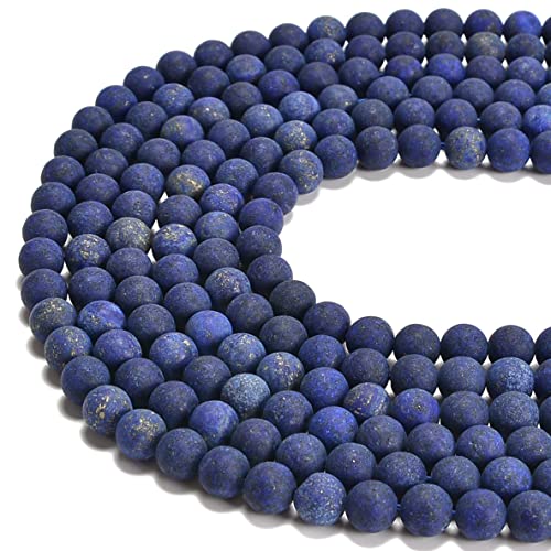 6mm Lapis Lazuli Matte Round Natural Gematone Loose Beads for Jewelry Making DIY 1 Strand 15" - color: Matte Lapis Lazuli, size: 6mm