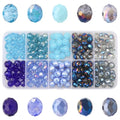 200pcs 8MM Faceted Rondelle Glass Beads for Jewelry Making, Briolette Crystal Glass Beads Plated Round Loose Spacer Beads for DIY Supplies Bracelets Necklaces Earrings (Blue) - color: Blue