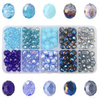 200pcs 8MM Faceted Rondelle Glass Beads for Jewelry Making, Briolette Crystal Glass Beads Plated Round Loose Spacer Beads for DIY Supplies Bracelets Necklaces Earrings (Blue) - color: Blue