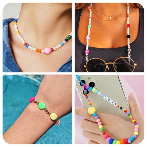 KISSITTY 100Pcs Colorful Acrylic Bead 10 Colors Flat Round Shape Craft Beads Disc Coin Pony Loose Spacer Beads for Jewelry Making DIY Craft Bracelet Necklace Earrings Accessories 10x5mm