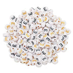 HARFINGTON 200 Pcs 4x7mm Acrylic Letter Beads, Round White Alphabet Beads Letter E, Alphabet Spacer Beads for Jewelry Making Bracelets Necklaces - style: Letter E