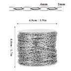 66FT Stainless Steel Paperclip Chain Roll 2MM 304 Stainless Steel Paperclip Link Chain Spool Bulk for Jewelry Making - color: 2mm stainless steel