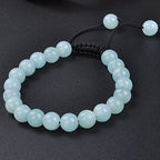 MASSIVE BEADS Natural Healing Power Gemstone Crystal Beads Unisex Adjustable Macrame Bracelets - color: Amazonite, size: 8mm
