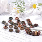 TUMBEELLUWA 40pcs Crystal Stone Large Hole Beads for Jewelry Making Macrame Beads for Hair Braids(14mmx8mm), Tiger's Eye Stone + Rose Quartz + Picasso Jasper + Yellow Jade - color: Brown+Pink+Red+Yellow