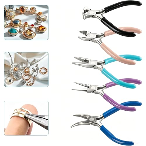 5 Piece Jewelry Pliers Set, Jewelry Making Tools for Jewelry - style: Black