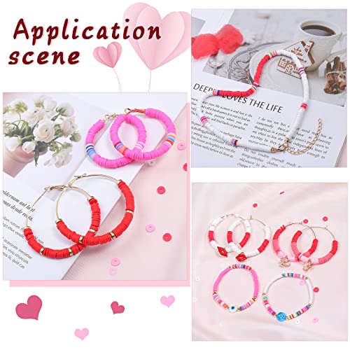 Batiyeer 3000 Pcs Valentine's Day Polymer Clay Beads Set 6 mm Heishi Clay Beads for Jewelry Making DIY Bracelet Necklace Accessories Craft Party Supplies (Red, Pink, White) - color: Red, Pink, White