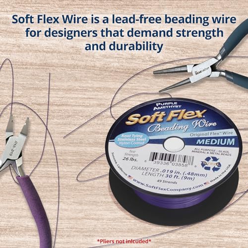 Soft Flex 49 Strand Beading Wire - Medium 0.19 Diameter - 30 Feet Nylon Design Wire - style: Purple Amethyst
