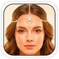 Brishow Crystal Head Chain Jewelry Gold Rhinestone Hair Chain Boho Bridal Headpiece for Women - color: Gold