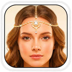 Brishow Crystal Head Chain Jewelry Gold Rhinestone Hair Chain Boho Bridal Headpiece for Women - color: Gold