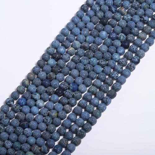 48pcs Natural Matte American Turquoise Gemstone Beads，8mm Frosted Round Loose Stone Beads for Jewelry Making Earring Bracelet Necklace DIY Crafts - color: American Turquoise, size: 8mm