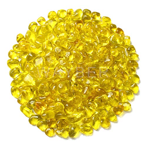 WAYBER Glass Stones, 1Lb/460g Irregular Sea Glass Pebbles Non-Toxic Artificial Gemstones for Vase Filler/Terrarium Flowerpot Aquarium Turtle Tank Decoration/Handcraft Making, Yellow - color: Yellow