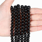 LAIDANLA Black Obsidian 6mm Natural Stone Beads Round Loose Gemstone Stone Beads for DIY Bracelet Necklace Earrings Jewelry Making Polishing Genuine Real Beading 96PCS 2 Strand 32" - color: E-Black Obsidian, size: 6mm