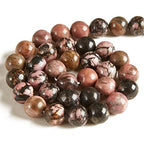 60pcs 6mm Pink Black Rhodochrosite Beads Natural Gemstone Beads Round Loose Beads for Jewelry Making - color: Pink Black Rhodochrosite, size: 6mm