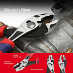 WORKPRO Pliers Set, Premium Cr-V Construction, Includes 6 Inch Slip Joint, Long Nose, Diagonal Cutting, 8 Inch Groove Joint, 7 Inch Linesman and Storage Pouch, for Basic Repair - size: 5-piece