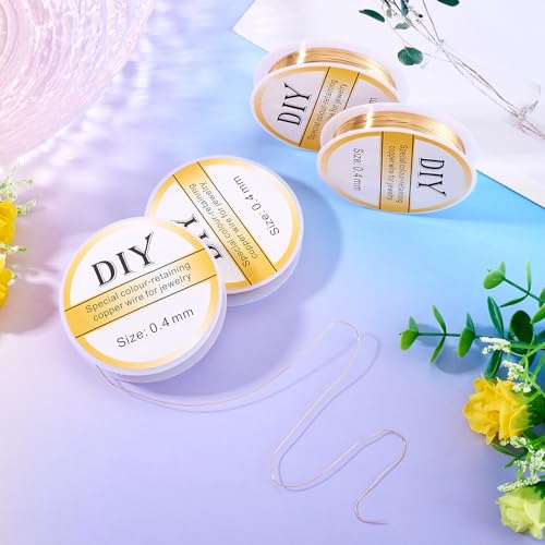 Beadthoven 131 Ft 14K Gold Filled Wire 26 Gauge 0.4mm Dead Soft Round Gold Filled Brass Wire for Crafts Wire Wrap Jewelry Making Supplies - size: 26 Gauge (0.4mm)
