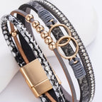 FANCY SHINY Mothers Day Gifts Boho Leather Wrap Bracelet Stackable Infinity Chunky Cuff Bracelets Western Hippie Outfits Jewelry Valentine Gifts for Women - color: Snakeskin Grey