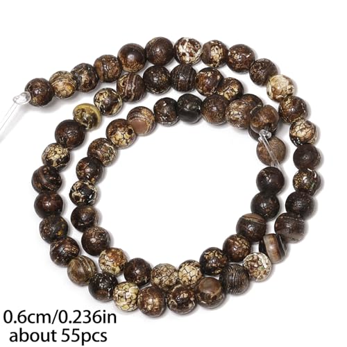 Brown Agate 6mm 60 Pcs Stone Beads for Jewelry Making Large Beads Bracelet Keychain Loose Round Smooth Gemstone Necklace Earrings DIY Arts and Crafts Natural Stone - color: Brown Agate, size: 6mm