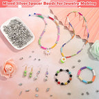350 Pcs Silver Spacer Beads for Jewelry Making, Mixed Bulk Random Styles Metal Beads for Bracelets, Necklace, Earring Jewelry Making - color: Silver1