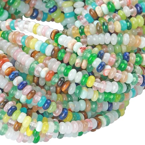 2x4MM 150PCS Colorful Quartz Stone Tube Rondelle Abacus Disk Spacer Loose Beads for Jewelry Making - color: Colorful 3, size: 2x4mm abacus-shaped