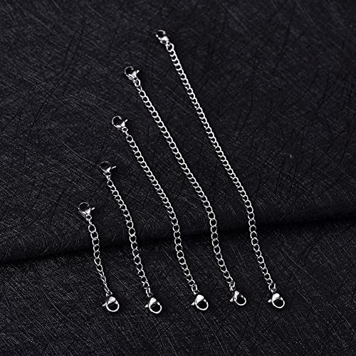 5Pcs Silver Stainless Steel Necklace Extender Chain Links Silver Lobster Necklace Extenders for Necklaces Bracelet Anklet Stainless Steel Chain Extenders for Jewelry Making (2in 3in 4in 5in 6in) - color: Silver
