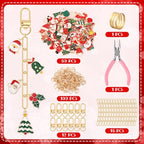 AUGSUN 189Pcs Christmas Keychain Making Kit, Charm Making Crafts Including 60 Christmas Charms 12 Keychain Clips Hooks 15 Extender Chains 100 Jump Ring and Jewelry Plier for Holiday Gifts - style: Christmas