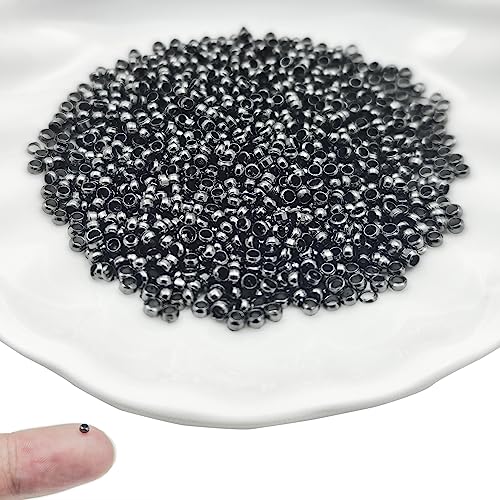 2000Pcs 2mm Brass Crimp Beads Metal Spacers Stopper Beads Metal Round Bead Spacers Beads Clamp Ends for DIY Jewelry Making,Bracelet Necklace Earring（Gun Black） - color: Gun Black, size: 2MM