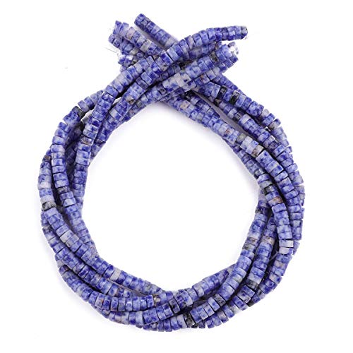 BEADIA Natural Blue Sodalite Spacer Beads Caps Loose Semi Gemstone for Beading Jewelry Making 6mmx3mm 38cm - color: Blue Sodalite, size: Round 6mm x 3mm