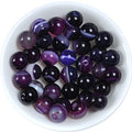 62Pcs Natural Crystal Beads Stone 6mm Purple Stripe Onyx Agates Gemstone Round Loose Energy Healing Beads for Bracelet Necklace Earrings Jewelry Making - color: Purple, size: 6MM
