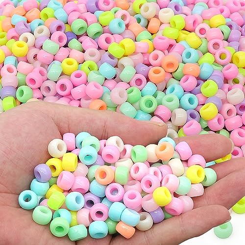 1000 Pcs Macaroon Pony Beads for Jewelry Making - Colourful, 6x9mm - Valentine's Day Beads for DIY Bracelet, Necklace & Party Decoration Supplies - color: Macaron Color