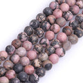 GEM-Inside 6mm Natural Stone Black Rhodonite Frosted Matte Unpolished Round Beads for Jewelry Making Strand 15 inch - color: Black Rhodonite, size: 6mm