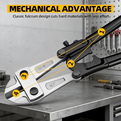 GRENPRO 18" Bolt Cutter, CRV Chrome Vanadium Steel Blade, Yellow & Black Non-Slip Handle for Cutting Chain, Wire, Screw, Rivet - style: 18" Bolt Cutter