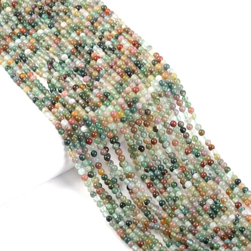 155pcs 2mm Natural India Agate Stone Loose Round Beads Gemstone Smooth Samll Spacer Beads for jewerly Making Bracelet Necklace - color: India Agate, size: 2 mm