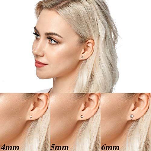 180 Pieces Ball Post Earring Stud with 200 Pieces Butterfly Back Earrings with Loop for DIY Jewelry Making Findings, 4 mm 5 mm 6 mm(Silver, Gold) - color: Silver, Gold