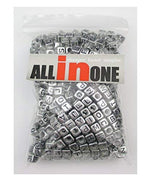1000pcs Mixed Acrylic Letter/Alphabet “A-Z”Cube Beads for DIY Craft (Silver with Black Letter) - color: Silver with Black Letter