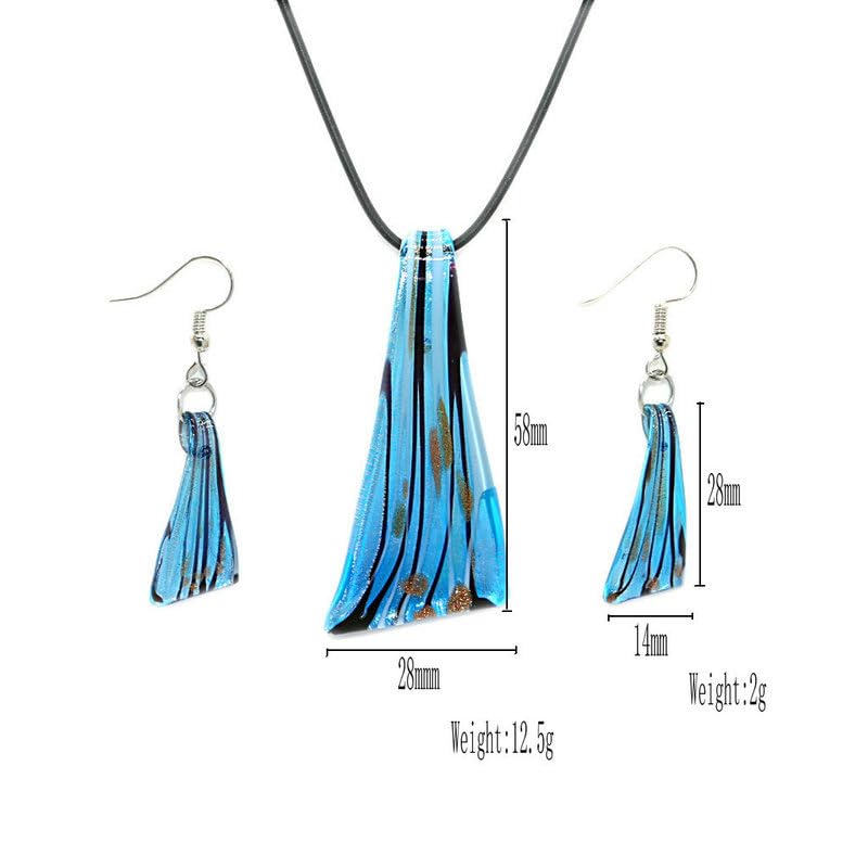 Glass Water Drop Shape Glaze Spiral Dangle Earrings Lampwork Handmade Glass Bead Geometric Earrings for Women Jewelry - color: Paint Blue
