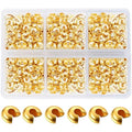 600 Pieces Crimp Bead Covers 4mm Open Half Round Crimp Bead Knot Cover Silver Small Beads for Jewelry Craft Making - color: Gold