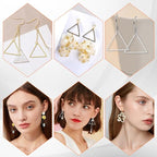 Oubaka 210pcs Triangle Earring Hoops, Gold, Silver, Ancient Cyan - Earring Beading Hoops - Jewelry Making Supplies - color: 210pcs