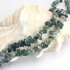 Jewelry Making 6-8mm Gemstone Fluorite Indian Moss Black Onyx Agate Aventurine Jade Opalite Carnelian Chips Beads Strand 34" (Moss Agate) - color: Moss Agate
