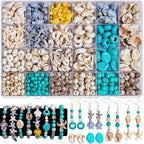 600+Pcs Ocean Beads for Bracelets Making Kit, Acrylic Boho Ocean Beach Seashell Bead Starfish Turtle Conch Charms Summer Sea Dangle Pendant for Earring Necklace Gift Anklet DIY Craft Jewelry Making - color: Beige+Sea Blue