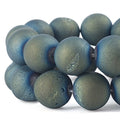 RUBYCA Round Dyed Electroplated Druzy Agate Quartz Crystal Gemstone Beads (1 Strand,LightBlue, 6mm) - color: Metallic Light Blue, size: 6mm